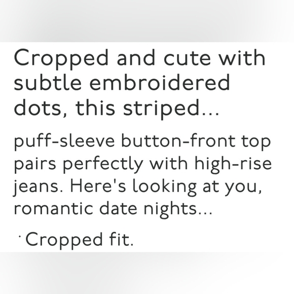 Madewell Puff Sleeve, Button Front Crop Top In Embroidered Stripe. LadiesSize XL - Picture 11 of 11